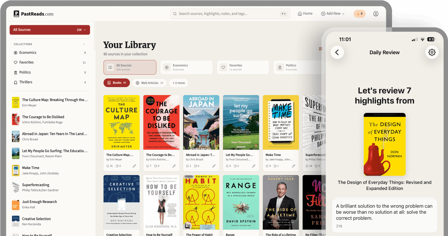 PastReads Interface on Desktop and Mobile